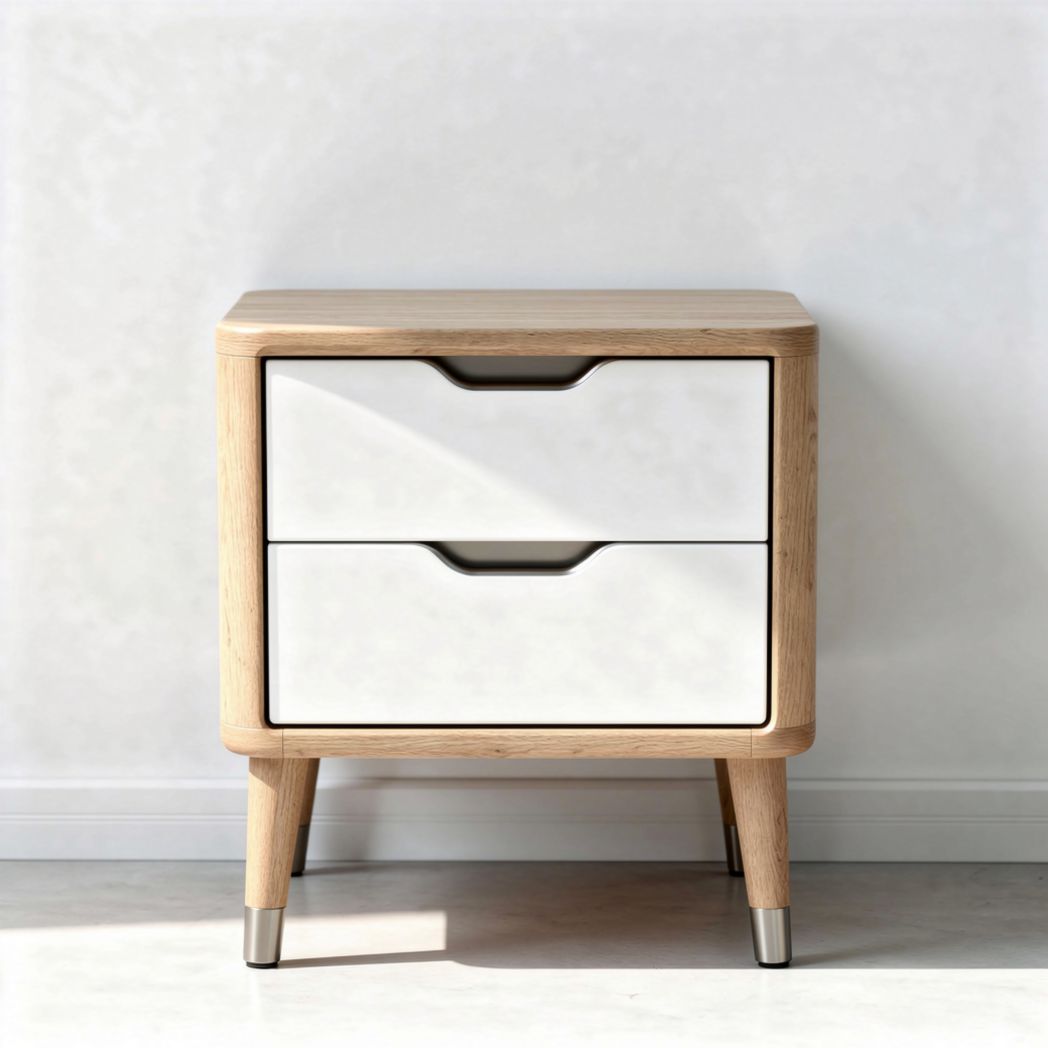 Table de nuit en bois et métal pour chambre - 45 x 40 x 50cm