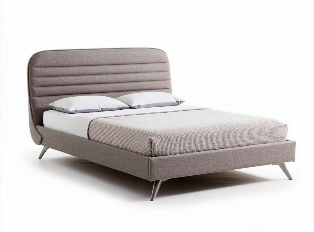 Lit double au design moderne pour chambre à coucher en tissu - 200 x 160 x 100cm