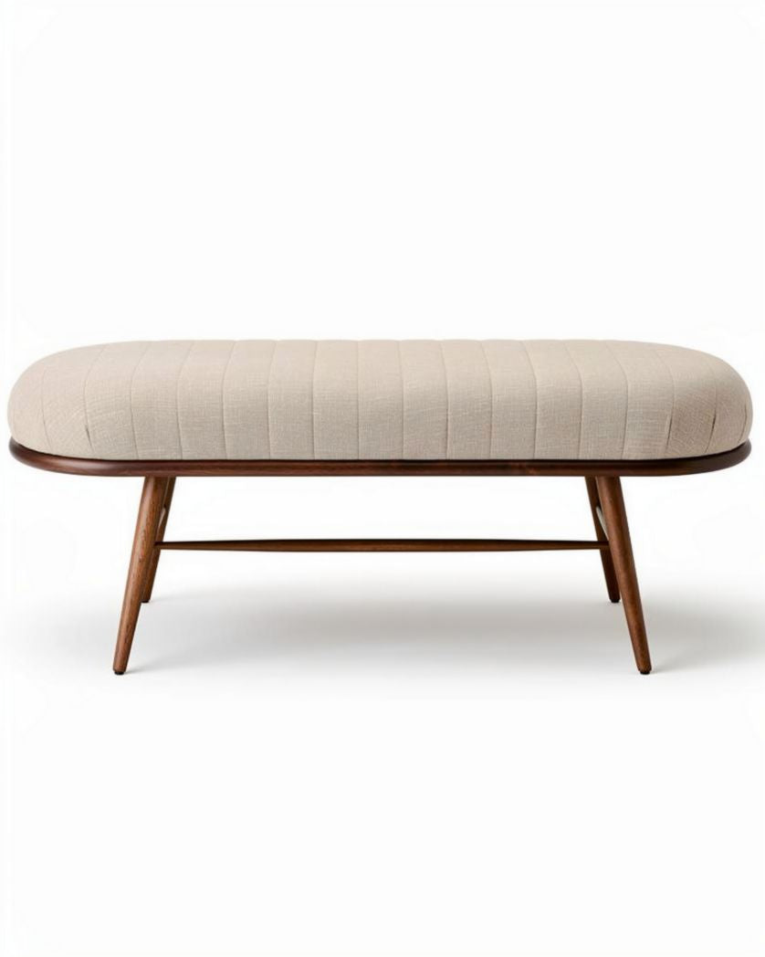 Banc de style moderne pour espace de vie en bois et tissu - 120 x 40 x 50cm