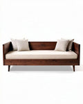 Canapé convertible en bois avec coussins pour salon - 200 x 90 x 80cm