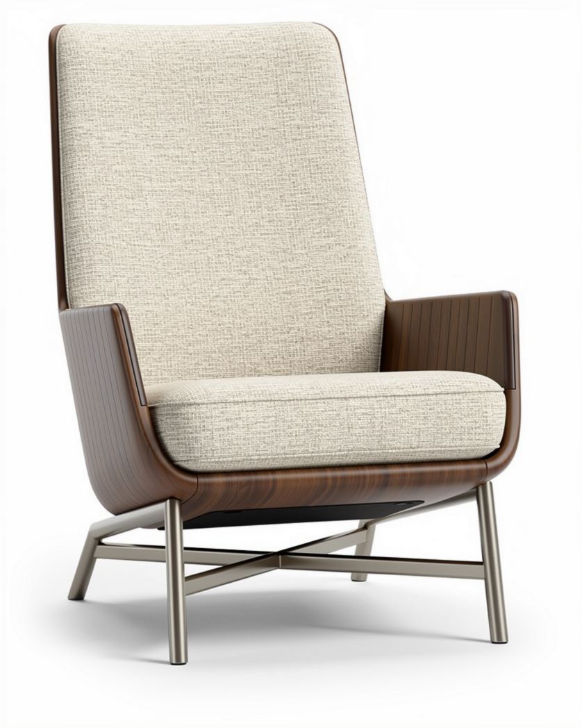 fauteuil inclinable en tissu pour salon - bois et métal - 80 x 70 x 100cm