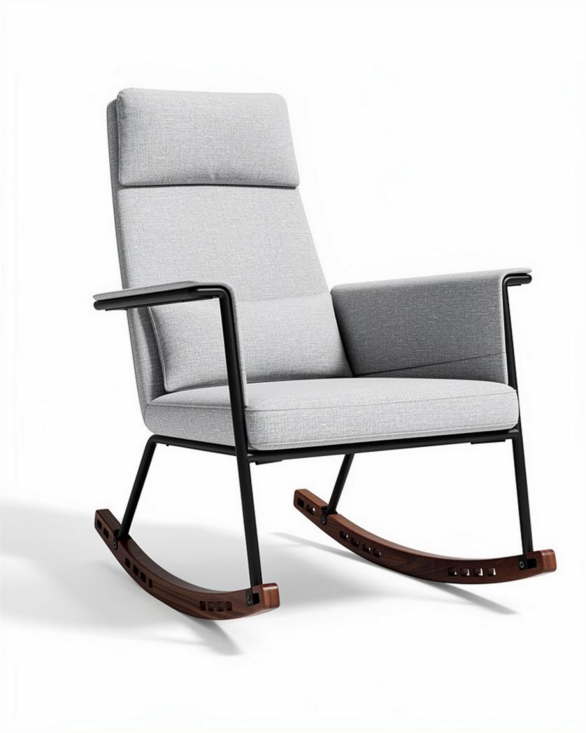 Chaise berçante moderne pour salon en tissu et métal - 85 x 65 x 85cm